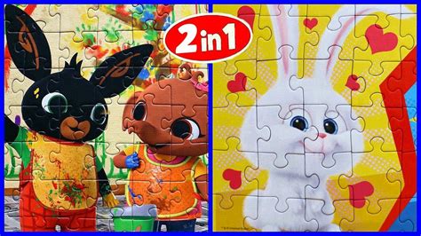 Bing and Snowball play together - puzzles 2 in 1 - solving jigsaw ...