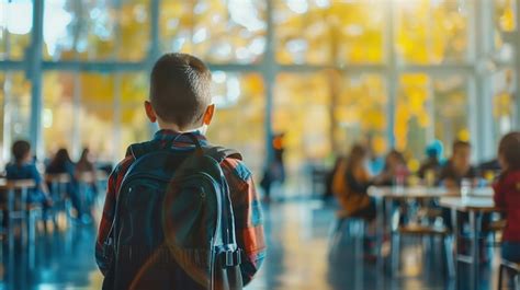 Back View of a Kid Entering Classroom with Backpack Back to School ...