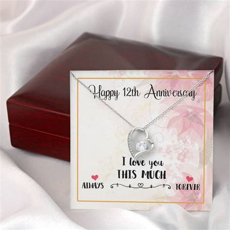 Happy 12th Anniversary Necklace Gifts for Women, Jewelry Gift for Wife ...