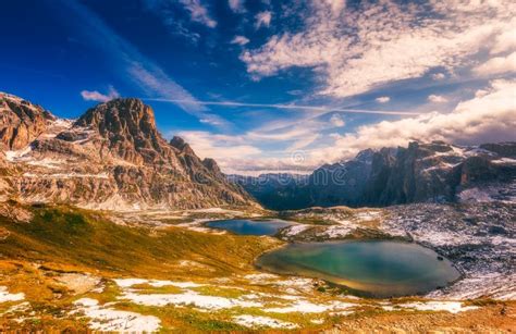 Piani Lakes, Dolomites Mountains, Italy Stock Image - Image of panoramic, beauty: 110835037