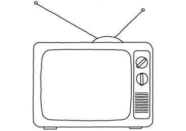 Hand drawn line art old TV - free vector download