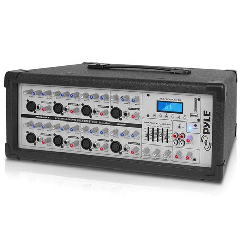 PyleUsa 8 Channel Bluetooth Stage Powered Mixer, 800 Watt Pro Audio ...