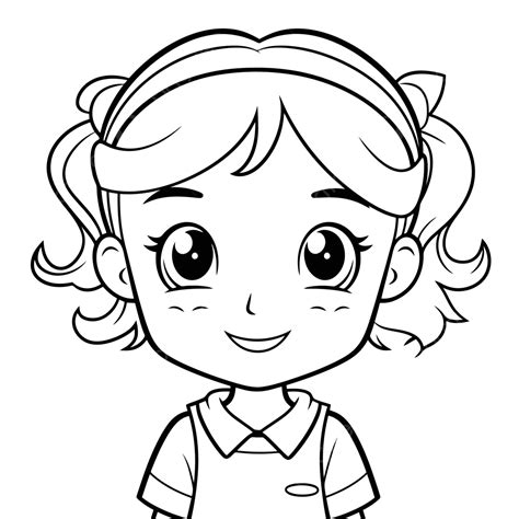 Cartoon Girl Coloring Pages Clip Art Free Printable Outline Sketch ...