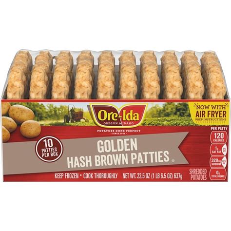 Ore-Ida Golden Hash Brown Patties Shredded Frozen Potatoes (10 ct) - Instacart