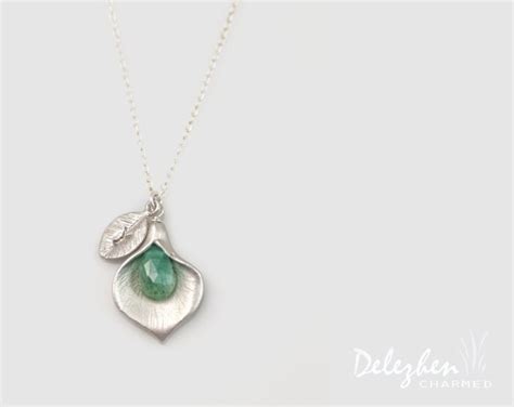 Emerald Necklace Birthstone Necklace Custom by DelezhenCharmed