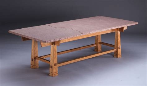 Hand Made White Oak Coffee Table With Sandstone Top by Peter Glass ...