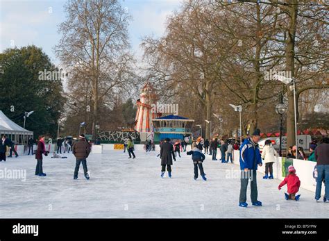 Outdoor Ice RInk at the Winter Wonderland at Hyde Park London, England ...