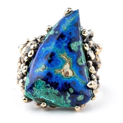 Azurite Malachite Chrysocolla Statement Ring - Unique Piece | Healing gemstones jewelry ...