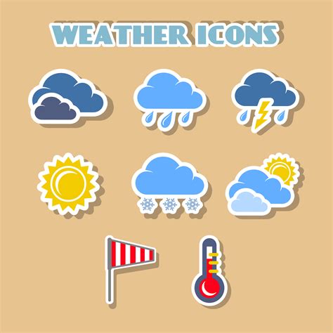 Weather icons set, color stickers 429445 Vector Art at Vecteezy