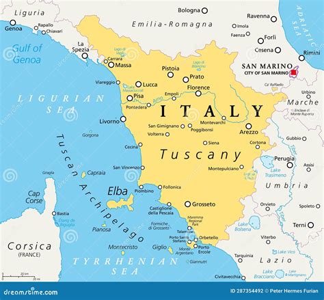 Tuscany, Region In Italy, With Tuscan Archipelago, Gray Political Map Vector Illustration ...