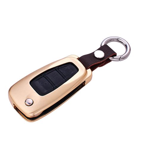 Remote Folding Flip Key Fob Case Aluminum Cover Protector Genuine Leather Chain | eBay