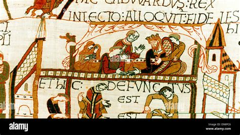 Bayeux Tapestry 1067. Death of Edward the Confessor, King of England Stock Photo: 57356214 - Alamy