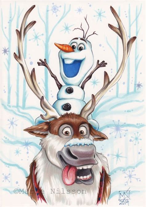 Sven and Olaf Frozen Print by ArtByKattvalk on Etsy, kr65.00 | Frozen ...