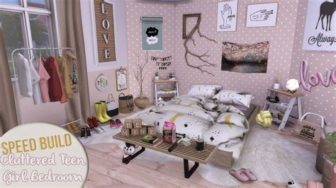 CLUTTERED TEEN GIRL BEDROOM + CC Links | The Sims 4 Speed Build - YouTube