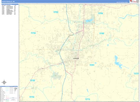 Fayetteville Arkansas Wall Map (Basic Style) by MarketMAPS - MapSales