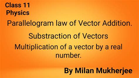 Vector Algebra | Parallelogram law of vector Addition | Substraction of vectors | Milan ...