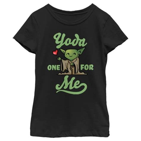 Girl's Star Wars Valentine's Day Yoda One For Me Black T-shirt - Black - Small : Target