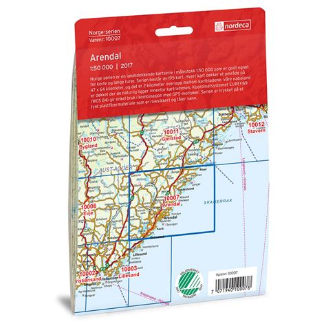 Arendal - National map series in 1:50 000 - Water resistant | Norway's largest map store