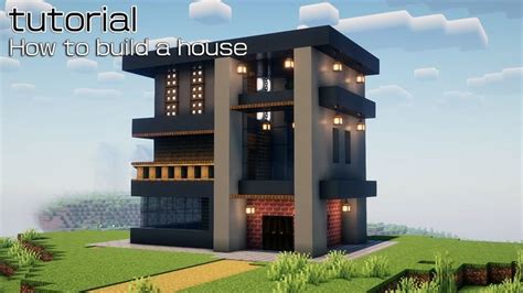 【Minecraft】How to build a modern house with black concrete | Minecraft ...