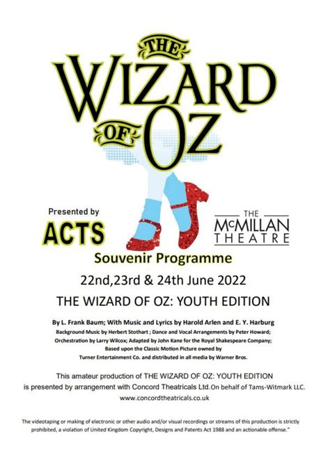 ACTS - Wizard of Oz Programme 2022 by bridgwaterandalbionrfc - Issuu