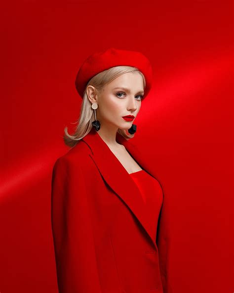 Alexander Sasin, women, hat, blonde, long hair, straight hair, makeup, looking at viewer, HD ...