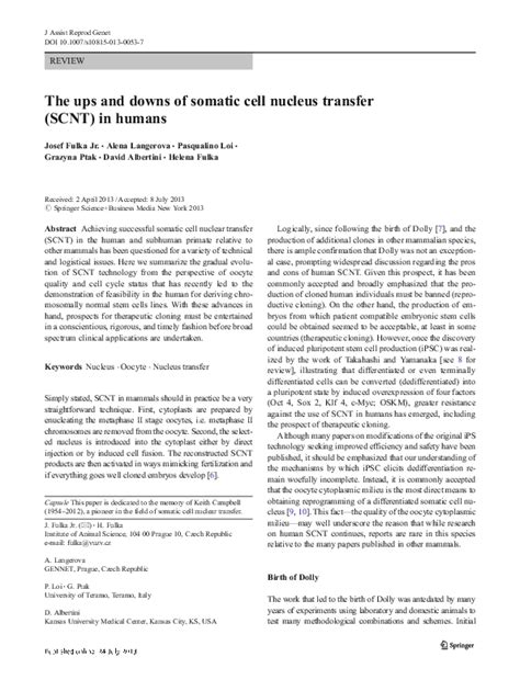 (PDF) The ups and downs of somatic cell nucleus transfer (SCNT) in humans | David Albertini ...