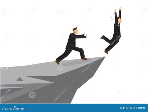 Business Man Pushing His Competitor Off the Cliff. Concept of Co Stock ...