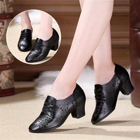 Leather Dance Shoes Woman Soft Bottom Square Dance Sports Women Shoes ...