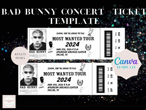 Bad Bunny Most Wanted Tour 2024 Surprise Concert Ticket Concert Ticket ...