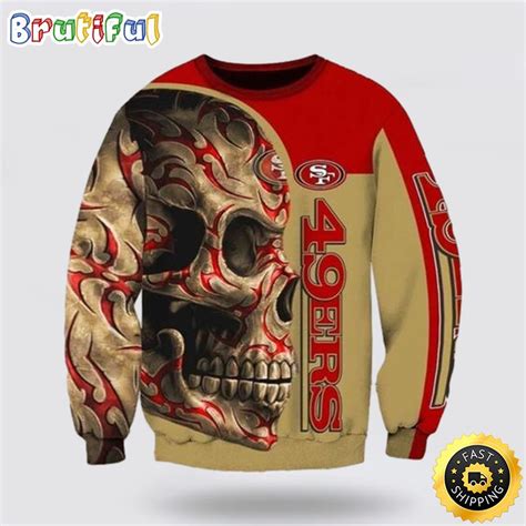 NFL San Francisco 49ers Crewneck Sweatshirt Skull Halloween Elevate ...