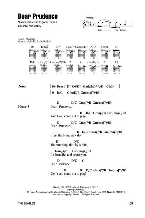 Dear Prudence by The Beatles - Guitar Chords/Lyrics - Guitar Instructor