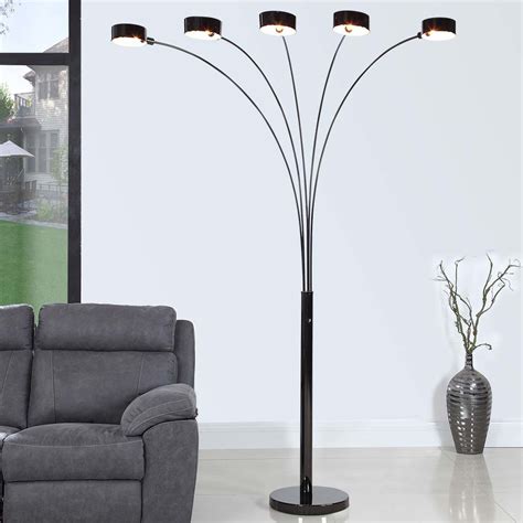 Micah LED Arched Floor Lamp With Dimmer, Jet Black - Modern - Living ...