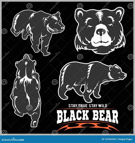 Black Bear for Logo, Sport Team Emblem, Design Elements and Labels Stock Vector - Illustration ...