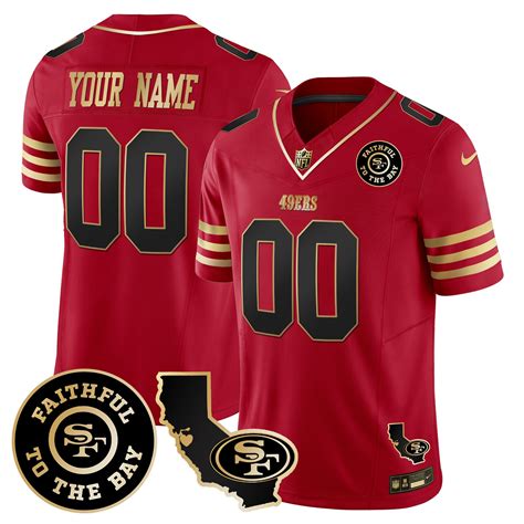 49ers Faithful & California Patch Vapor Custom Jersey – All Stitched ...