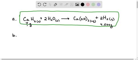 Calcium hydride reacts with water to form calcium hydroxide and ...