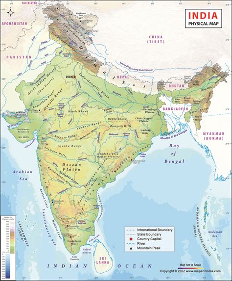 Physical Map of India, India Physical Map
