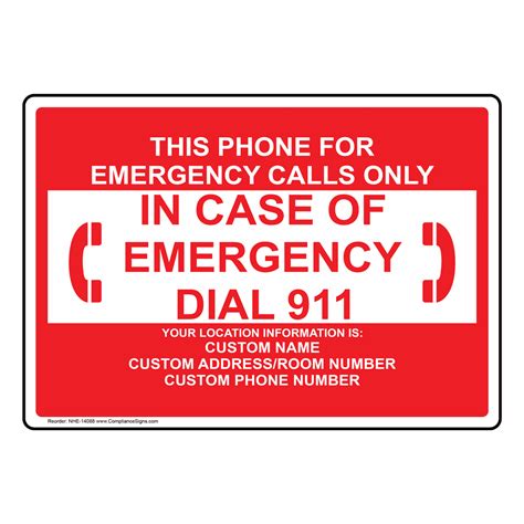 Phone For Emergency Calls Only Sign NHE-14088 Emergency Contact 911