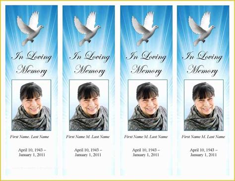 60 In Loving Memory Bookmark Template Free | Heritagechristiancollege