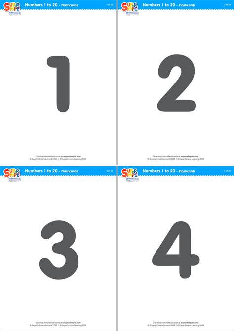 Simple Numbers 1-20 Flashcards - Super Simple