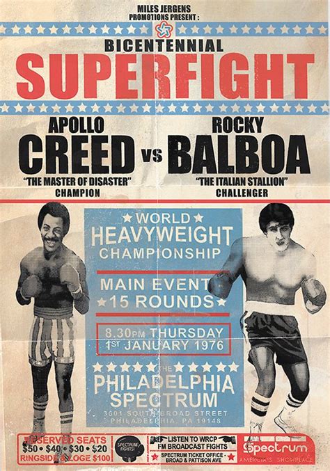 Rocky Balboa VS Apollo Creed Bicentennial Superfight Poster/Print Stallone | eBay