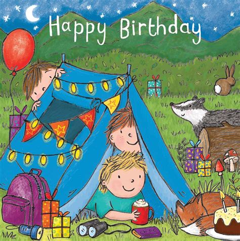 Buy TwizlerHappy Birthday Card with Camping – Boys Birthday Card – Happy Birthday Card Boy ...