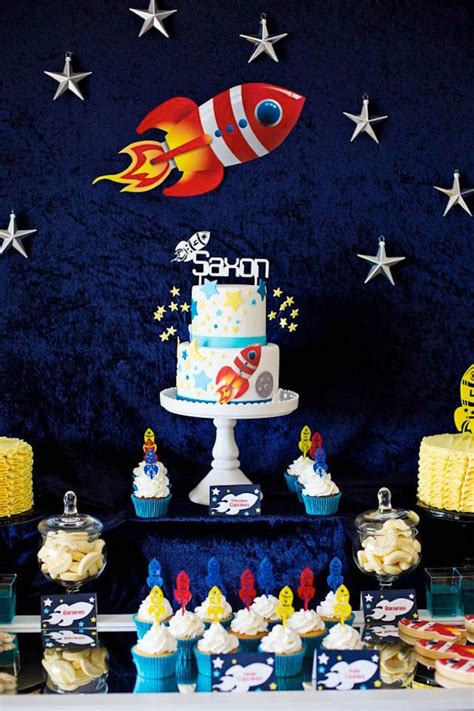 Kara's Party Ideas Rocket Ship + Space Themed Birthday Party via Kara's ...