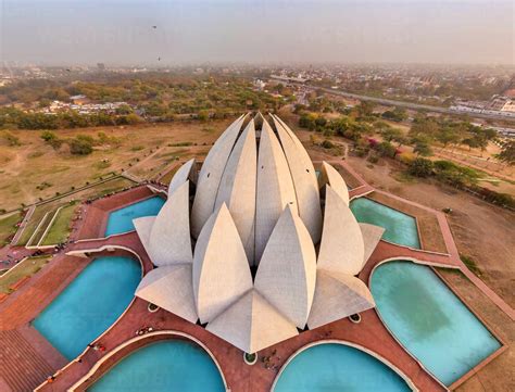 Aerial view of Lotus Temple, Delhi, India - AAEF05615 - Amazing Aerial ...