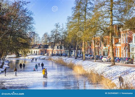 People Skating on the Canal in the Historic City Groningen Editorial Photo - Image of sport ...