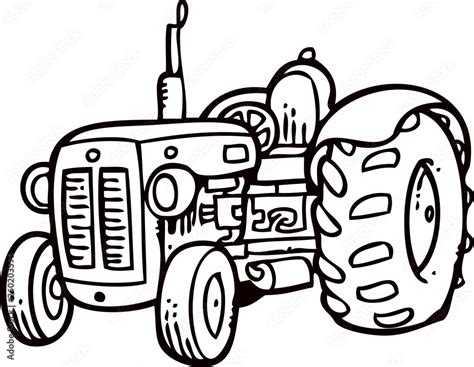 tractor black and white drawing Stock Vector | Adobe Stock