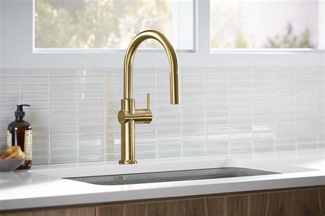 Kohler Crue Single Handle Pull Down Kitchen Faucet with Three-Function Pull Down Sprayer ...