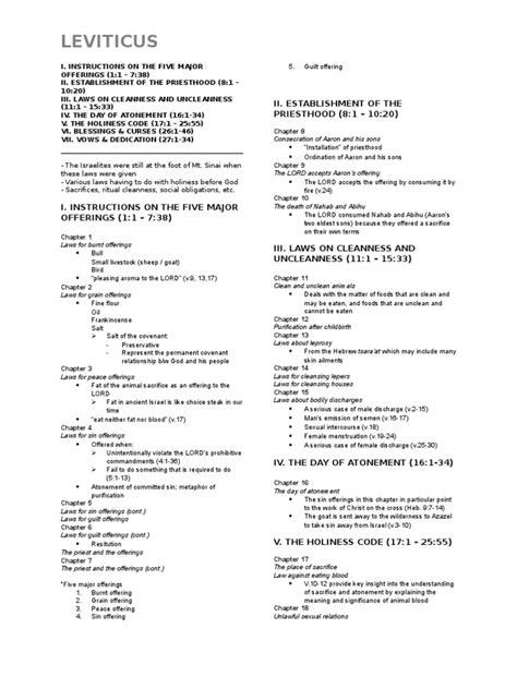 Leviticus: Ii. Establishment of The PRIESTHOOD (8:1 - 10:20) | PDF | Book Of Leviticus ...