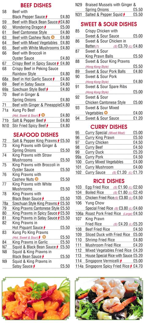 China Panda's menu; Chinese and Thai food takeaway in Kimberley