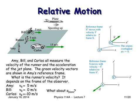 PPT - Physics 114A - Mechanics Lecture 7 (Walker: 3.6) Relative Motion January 16, 2014 ...