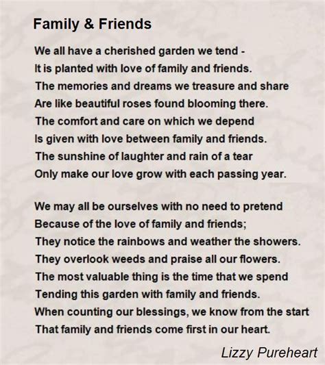 Family & Friends Poem by Lizzy Pureheart